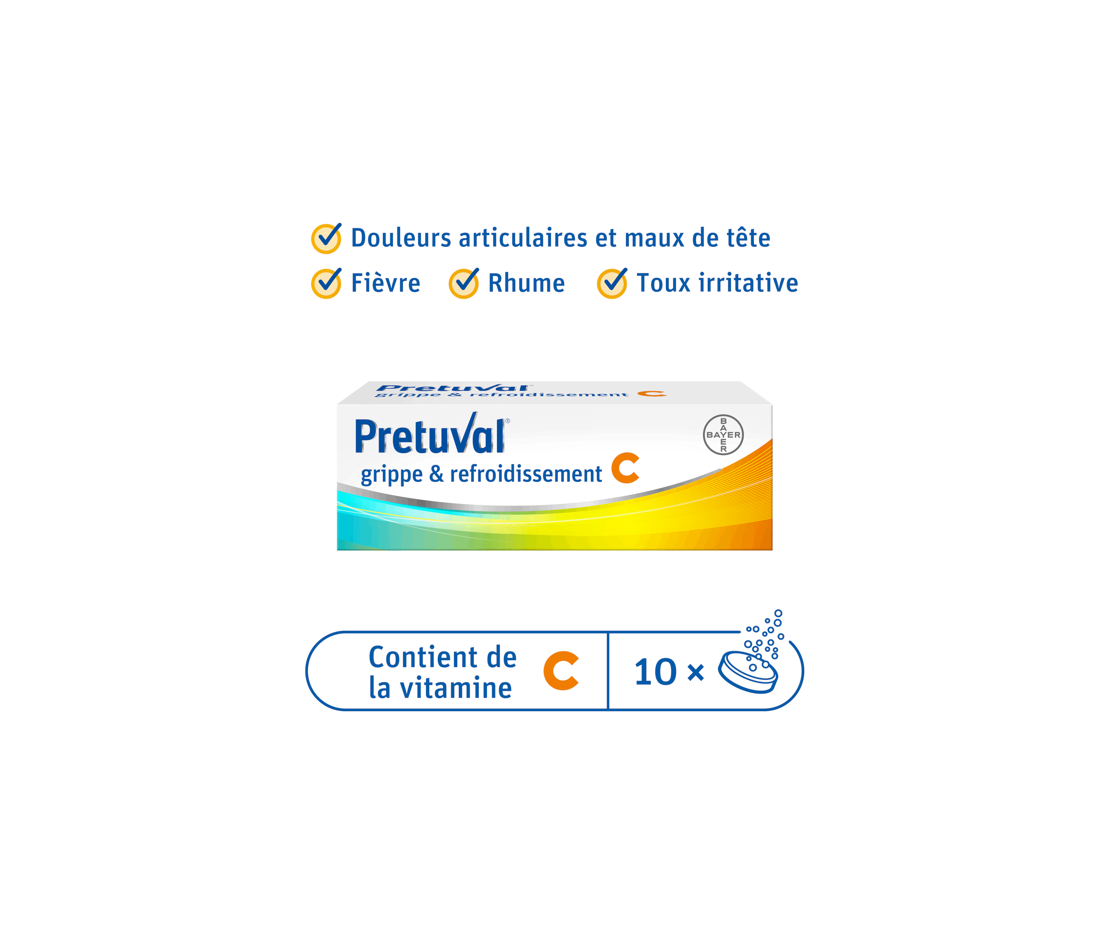 Pretuval® grippe & refroidissement C – 10 comprimés effervescents